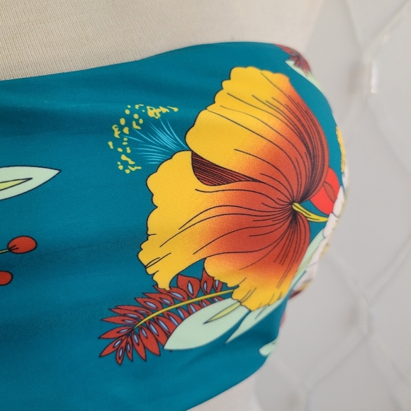 Zaful (2 Piece) Bikini Swimsuit / Dark Green Floral / Top 6 Bottom 8 - Picture 2 of 7